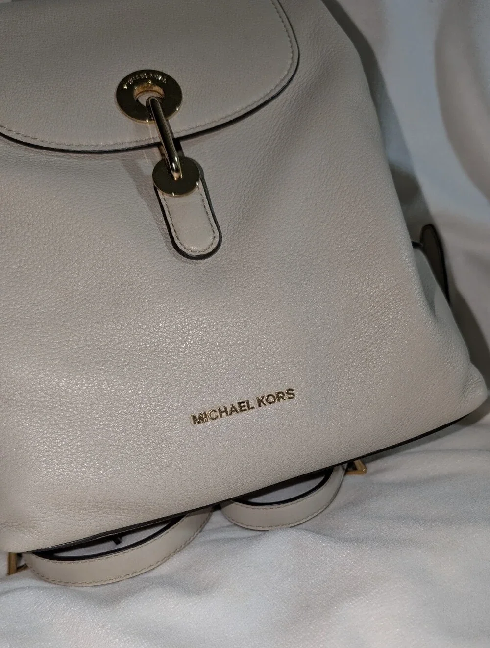 Michael Kors Raven Leather Backpack Light Sand New
